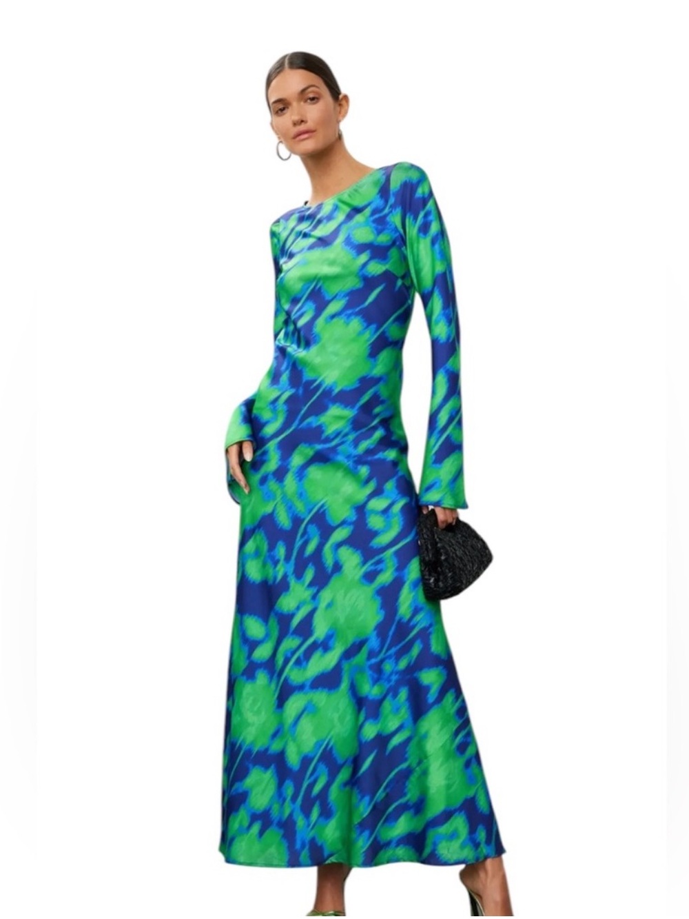 The Wolf Gang Calypso Maxi Dress Green Blue Open Back Size XS